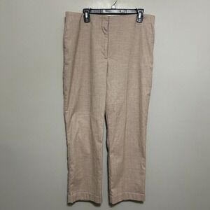 Loft Herringbone Trousers Women 14 Tan High Waist Straight Leg Careerwear Luxury